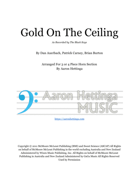 Gold On The Ceiling (arr. Aaron Hettinga)
