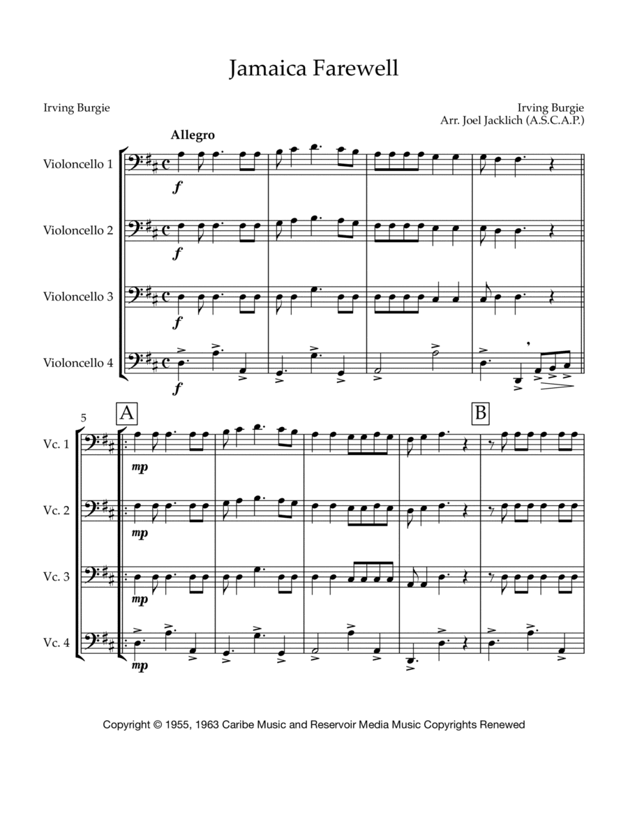 Jamaica Farewell (arr. Joel Jacklich (ASCAP))