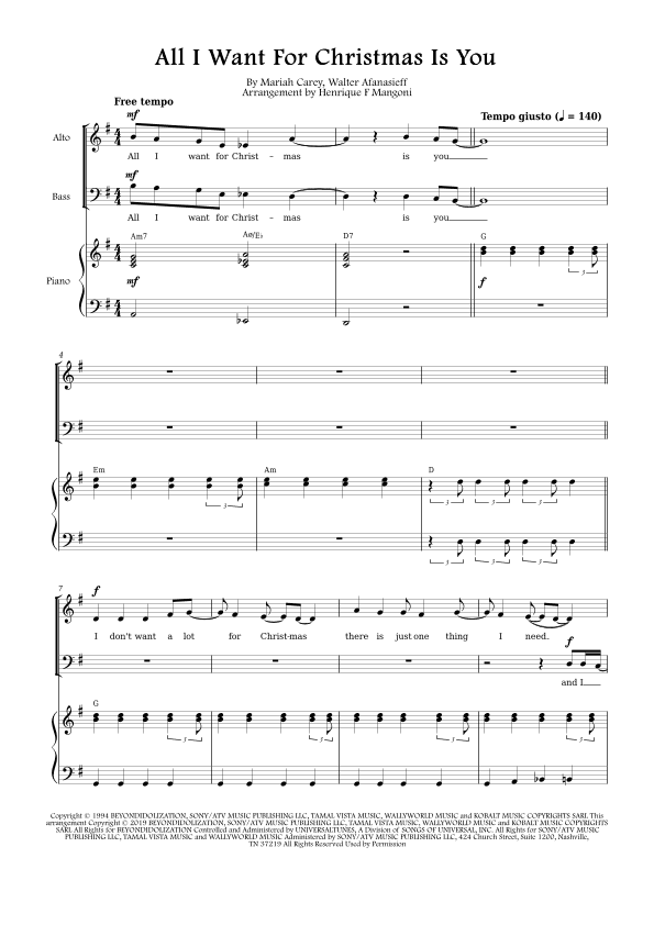 All I Want For Christmas Is You (arr. Henrique F Mangoni)