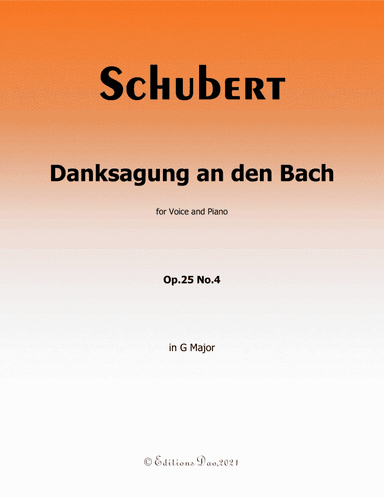 Danksagung an den Bach,by Schubert,in G Major (arr. Editions Dao)