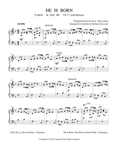 25B. He Is Born (IL EST NÉ) (arr. Richard Giszczak)