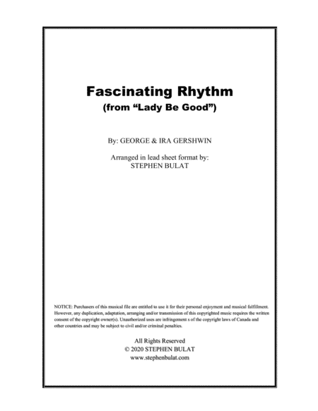 Fascinating Rhythm (from "Lady Be Good") - Lead sheet (key of D) (arr. Stephen Bulat)