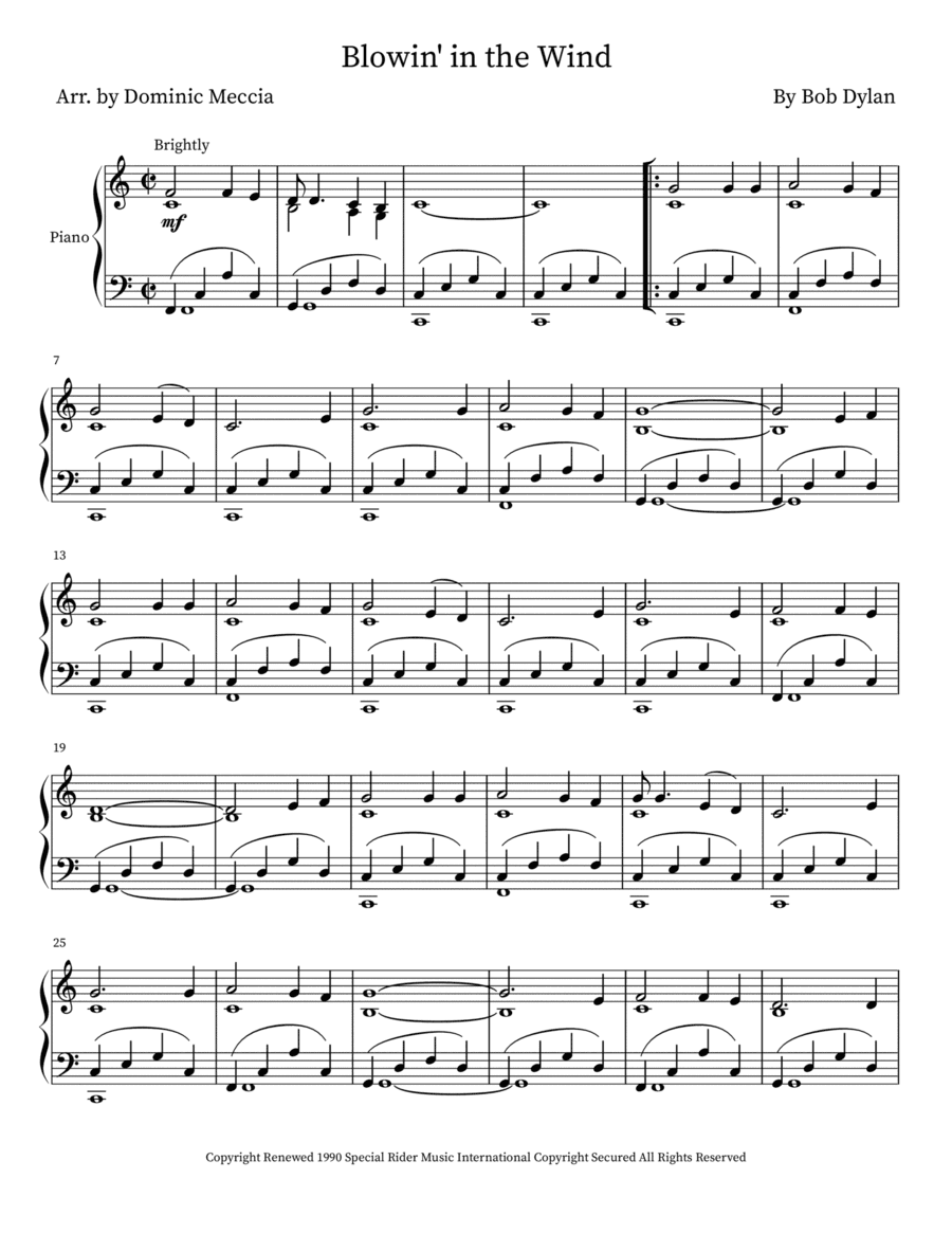 Blowin' In The Wind (arr. Dominic Meccia)