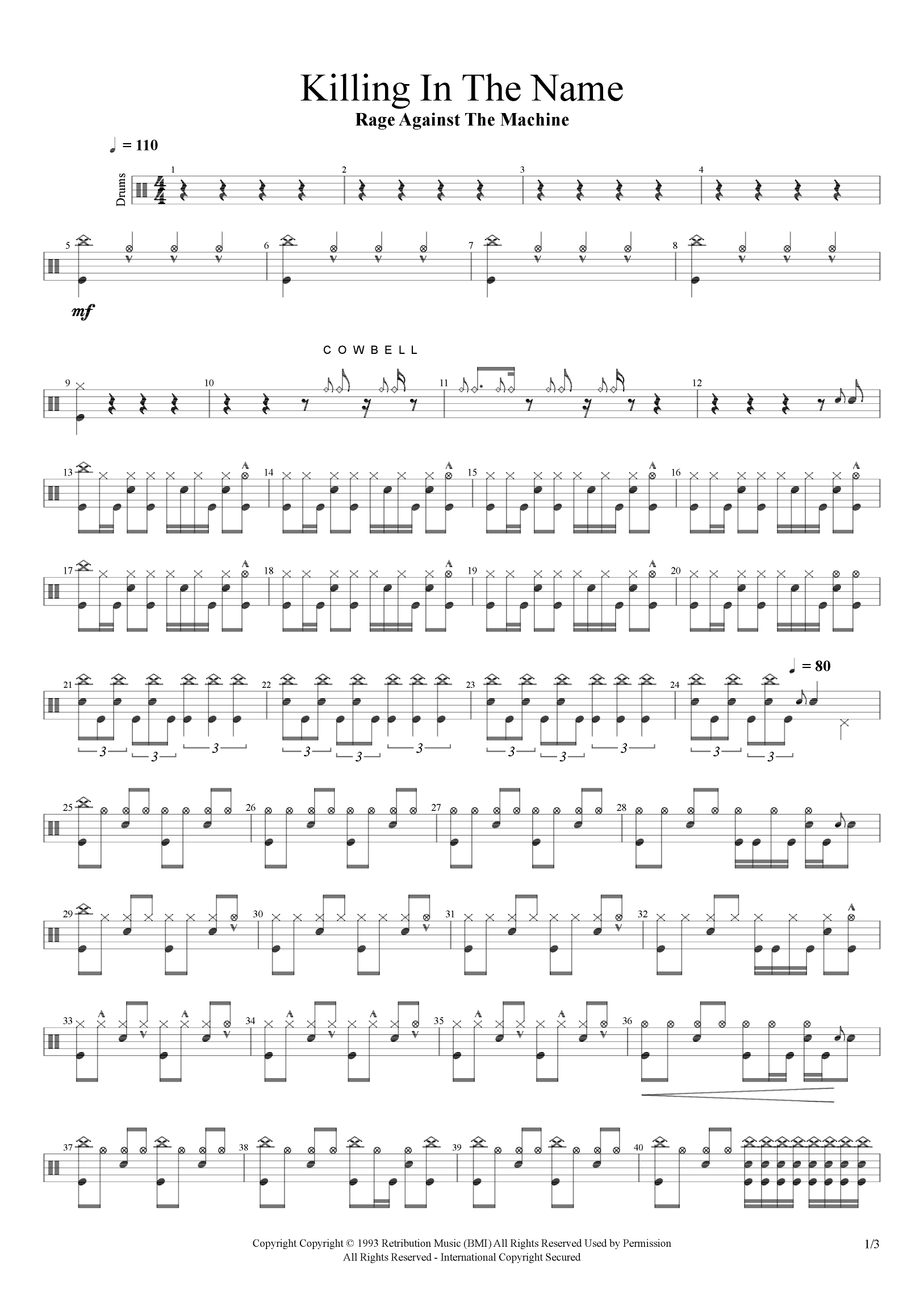 Killing In The Name (arr. Cyril Mayer)