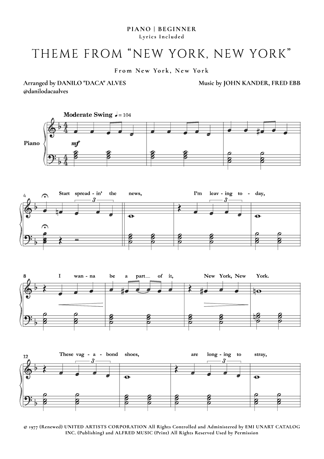 Theme From "new York, New York" (arr. Danilo "Daca" Alves)