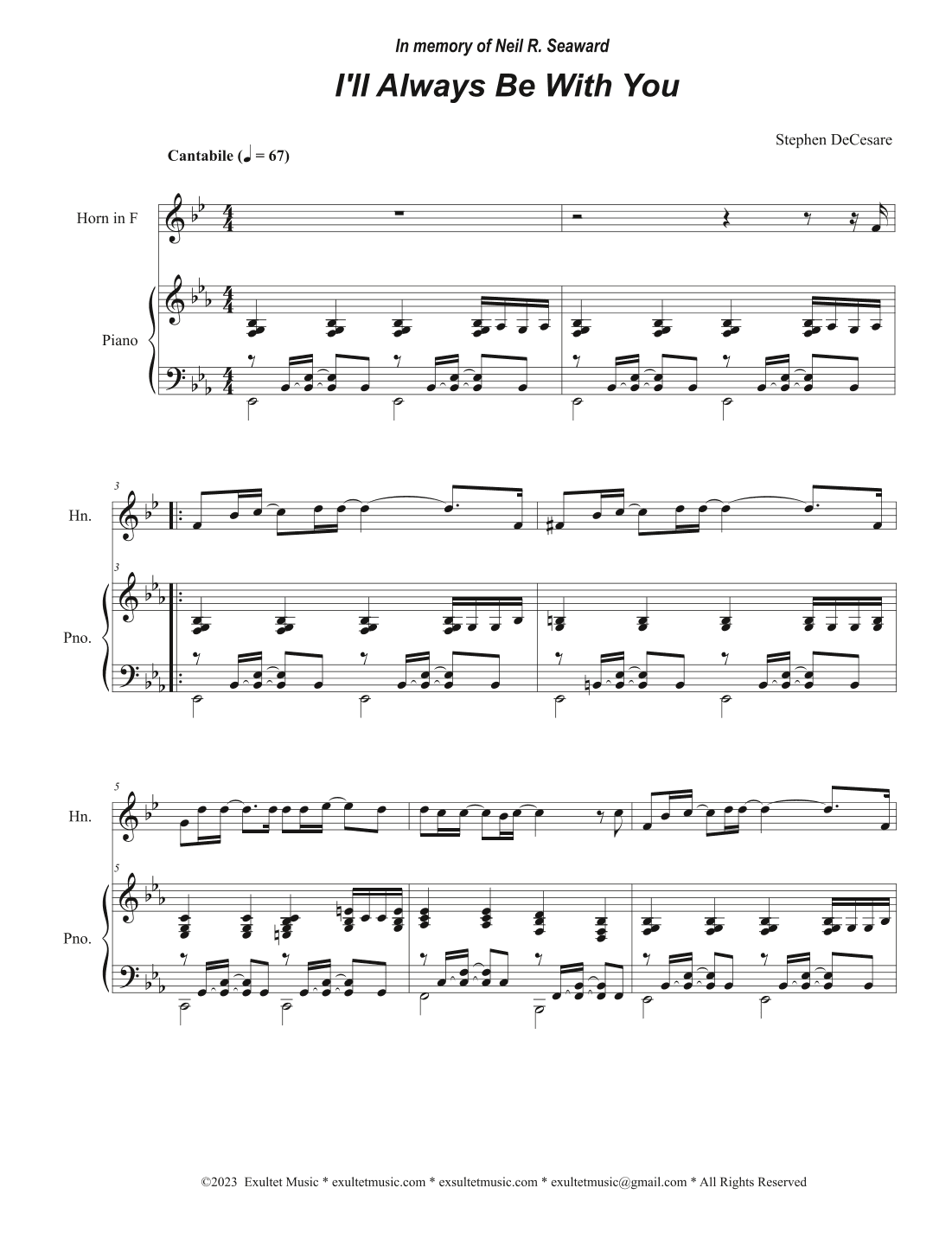 I'll Always Be With You (French Horn solo and Piano)