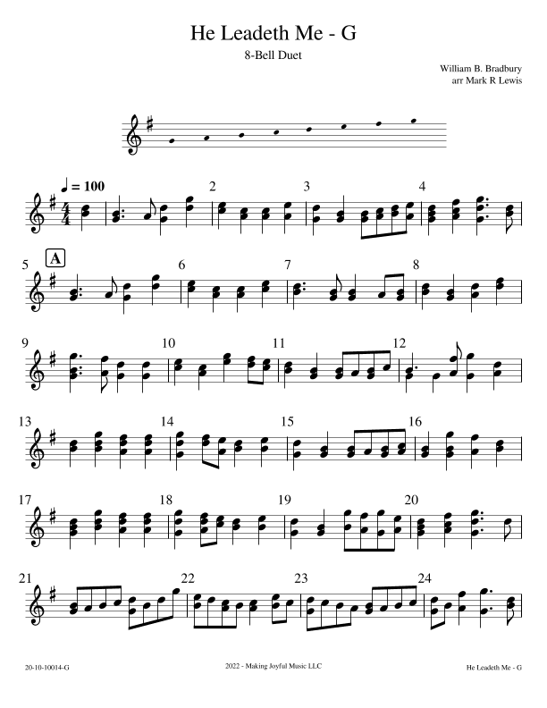He Leadeth Me - 8 Bell Ensemble - G major (arr. Mark R Lewis)