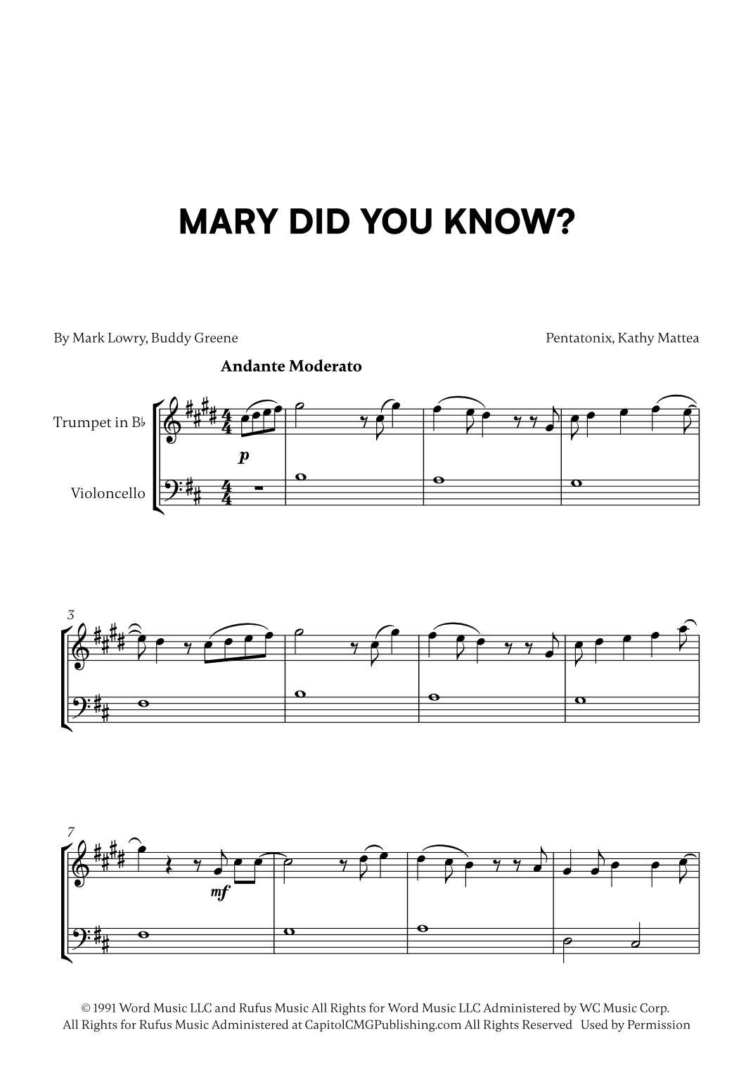 Mary, Did You Know? (arr. Cadenza Editions)