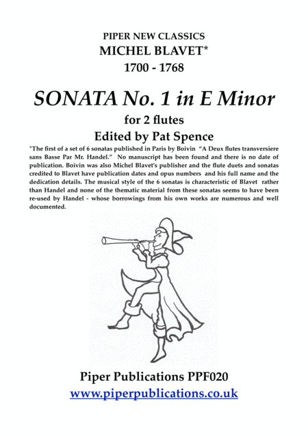 BLAVET SONATA No. 1 in E minor for 2 flutes (arr. Edited by Pat Spence)
