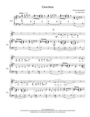 Unwritten (arr. Matt Arnett)
