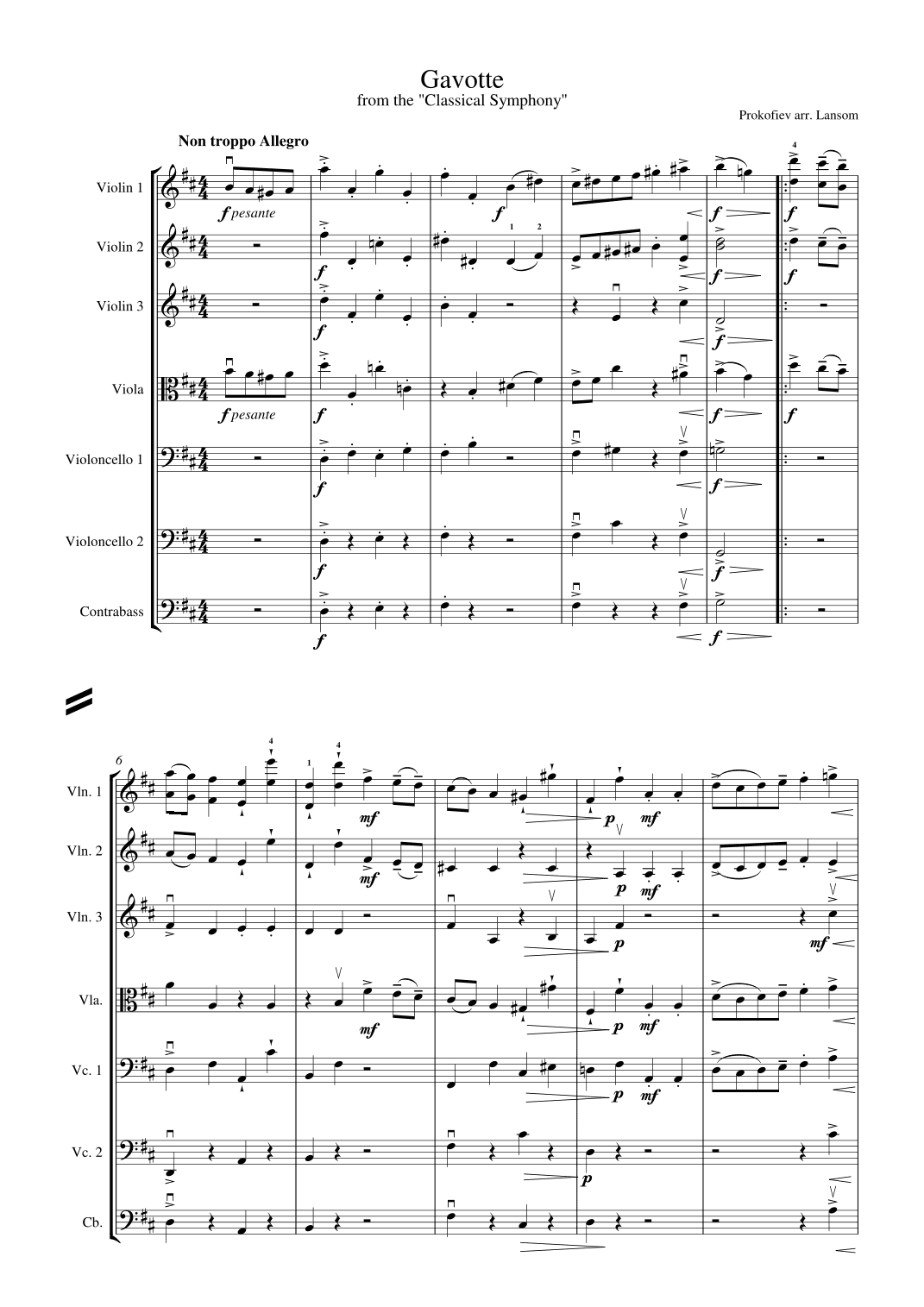 Gavotte from Prokofiev's "Classical Symphony" (arr. Mark Lansom)