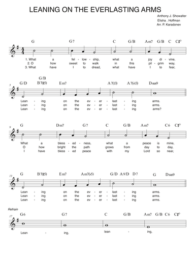 Leaning On The Everlasting Arms (key of G) (arr. Plamen Karadonev)