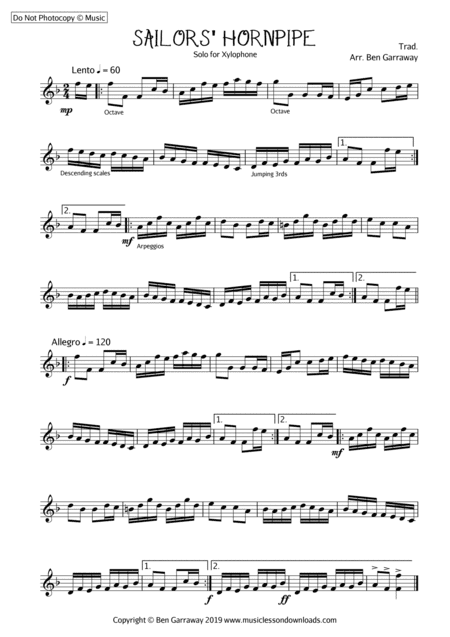 The Sailors Hornpipe - Xylophone Solo (arr. Ben Garraway)