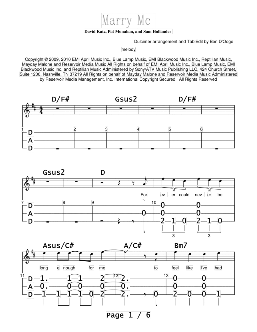 Marry Me (arr. Ben D'Ooge)