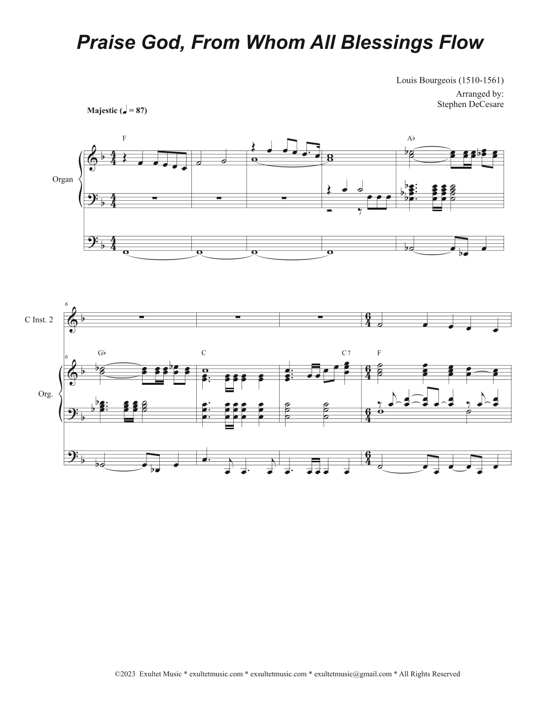 Praise God, From Whom All Blessings Flow (Duet for C-Instruments) (arr. Stephen DeCesare)