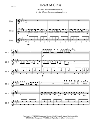 Heart Of Glass - Score Only (arr. Barbara Anderson-Jones)