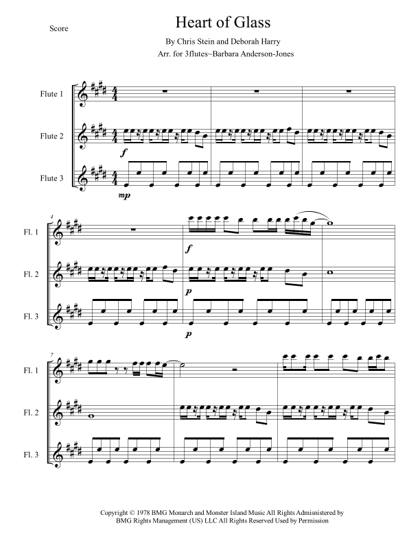 Heart Of Glass - Score Only (arr. Barbara Anderson-Jones)