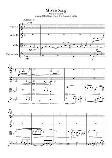 Mika`s Song(piano Ver.) (arr. Jonatan L. Odría)