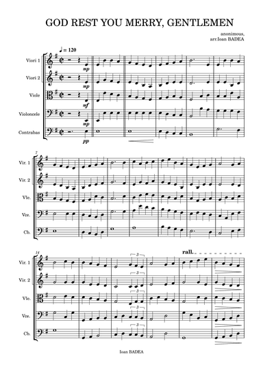 GOD REST YOU MERRY, GENTLEMEN - string orchestra - Score Only (arr. Ioan Badea)