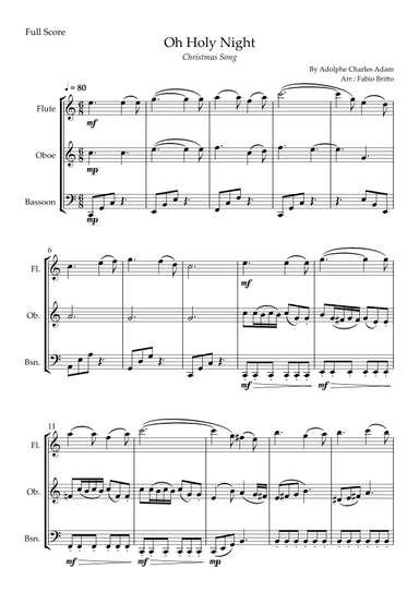 Oh Holly Night (Christmas Song) for Woodwind Trio (arr. Fabio Britto)