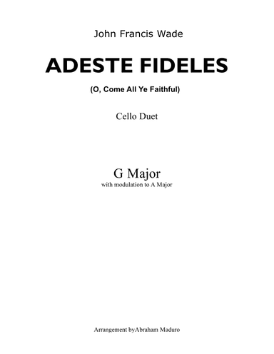 Adeste Fideles (O, Come All Ye Faithful) Violoncello Duet (arr. Abraham Maduro)