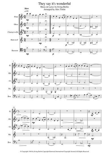They Say It's Wonderful (arr. Alex Tinlin)