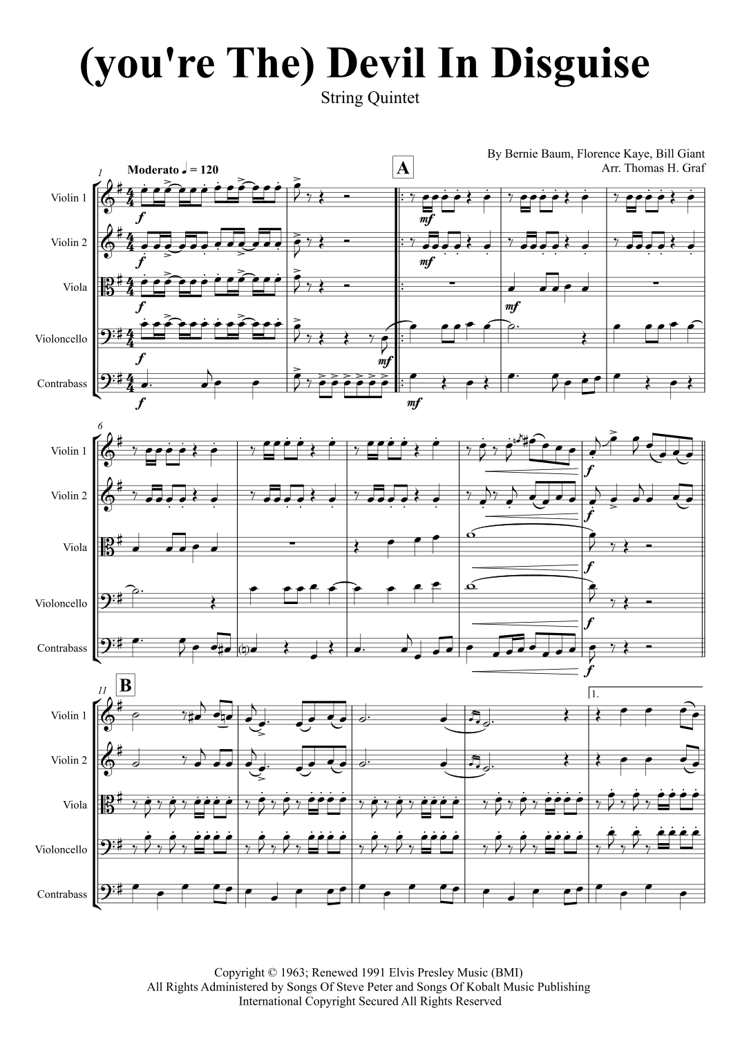 (you're The) Devil In Disguise (arr. Thomas H. Graf)