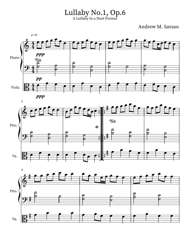 Lullaby No.1, Op.6
