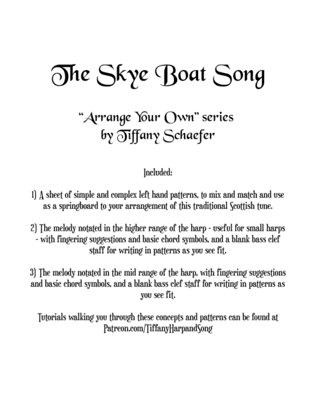The Skye Boat Song  - Arrange Your Own Series #1 - for Small and Floor Harp (arr. Tiffany Schaefer)