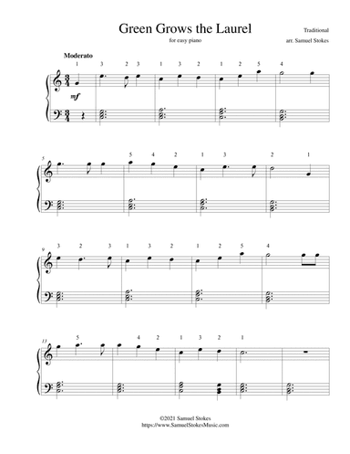 Green Grows the Laurel - for easy piano (arr. Samuel Stokes)