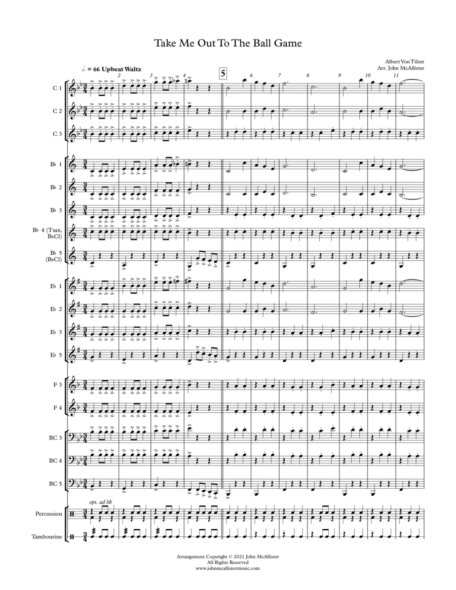 Take Me Out to the Ball Game - Adaptable Quintet (arr. John McAllister)