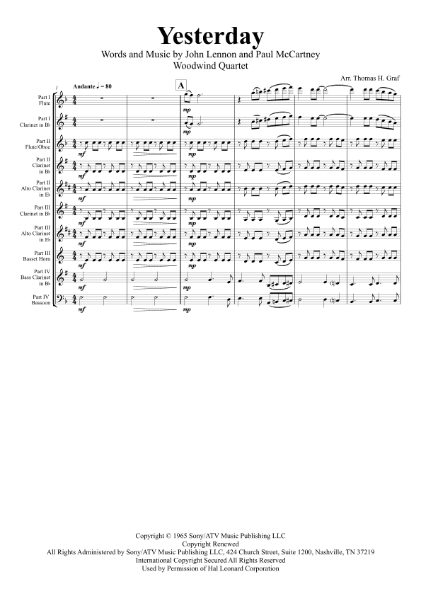 Yesterday (arr. Thomas Graf)