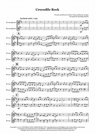 Crocodile Rock (arr. Kayleigh Huelin)