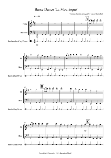 Basse Dance by Susato for Flute and Bassoon Duet (arr. David Burndrett)