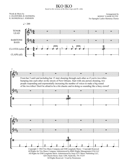 Iko Iko (arr. Sonny Vande Putte)