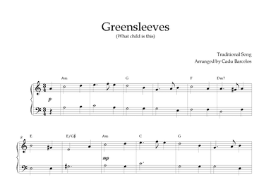 Greensleeves Easy Piano - A minor Chords (arr. Cadu Barcelos)