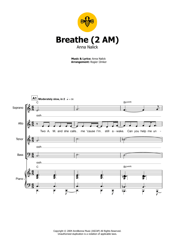 Breathe (2 Am) (arr. Rogier Ijmker)