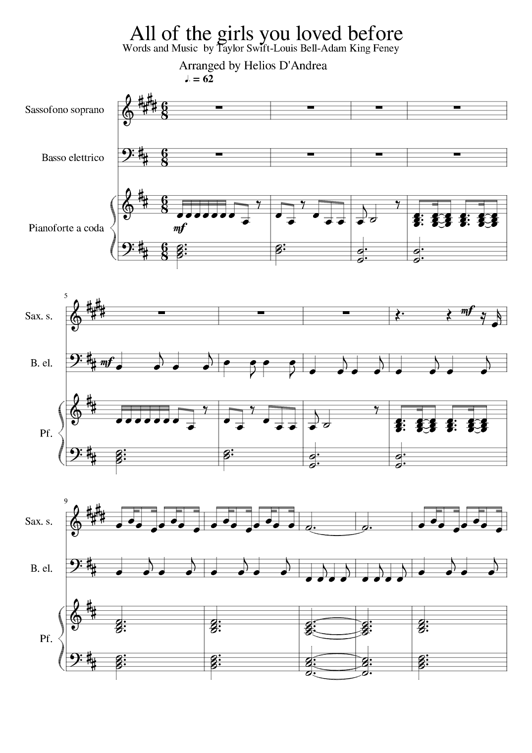 All Of The Girls You Loved Before (arr. Helios D'Andrea)