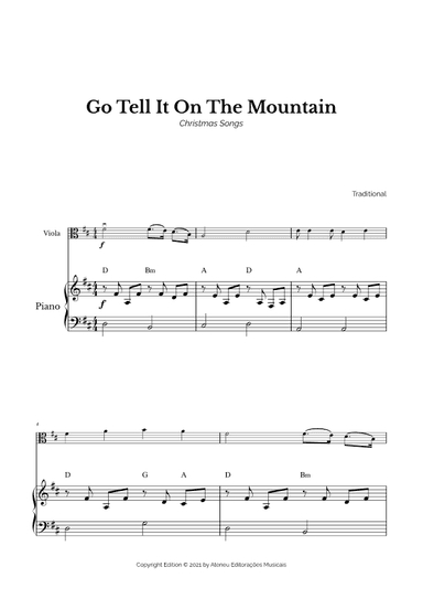 Go Tell It On The Mountain for Easy Viola and Piano (arr. Marcos Soares)