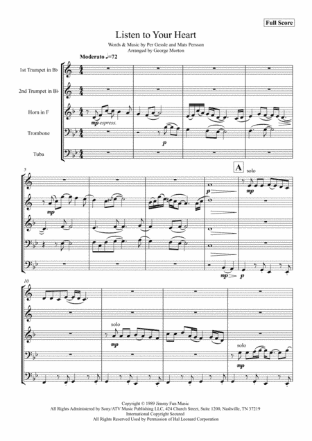 Listen To Your Heart (arr. George Morton)