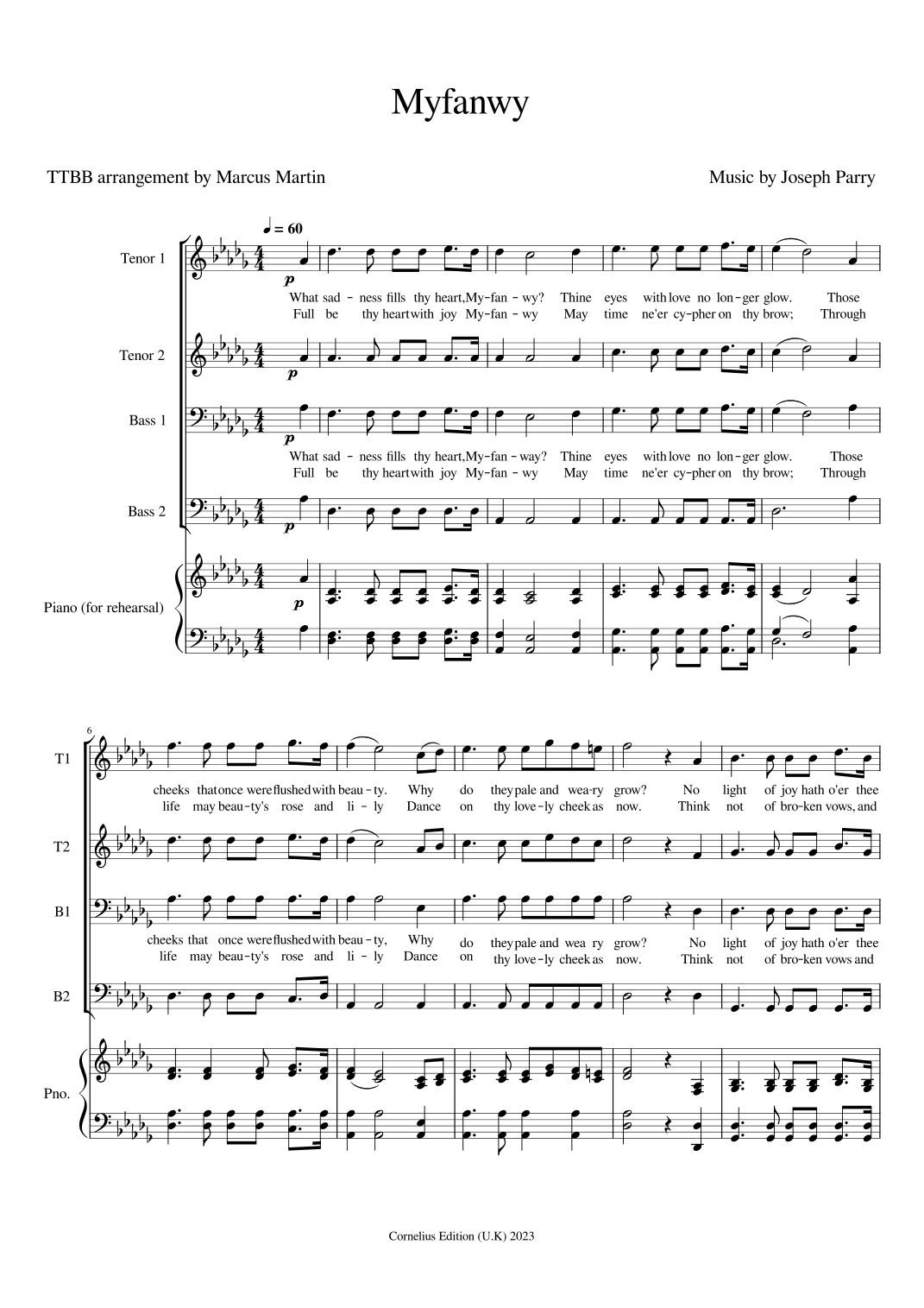 Myfanwy (arr. Marcus Martin)