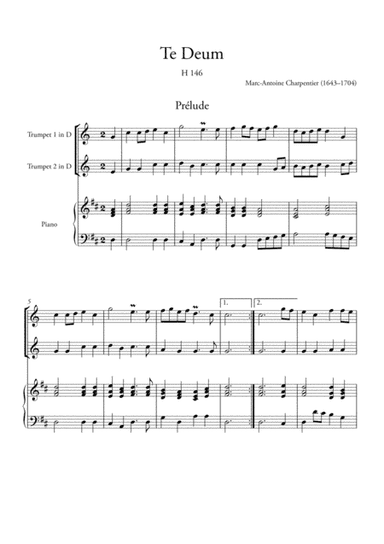 Te Deum Prelude (for 2 Trumpets in D and Piano) (arr. Ahiva Editions)
