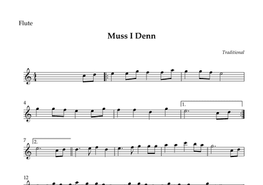 Flute - Muss I Denn (Easy) (arr. Wesley S. SIlva)