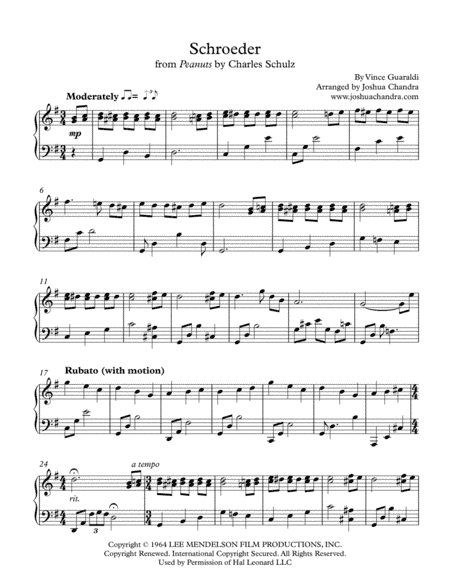 Schroeder (arr. Joshua Chandra)