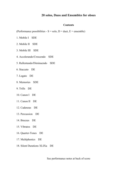 20 Contemporary Solos, Duos and Ensembles for Oboe