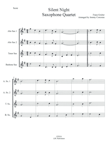 Silent Night for Saxophone Quartet (SATB or AATB) (arr. Jeremy Corcoran)