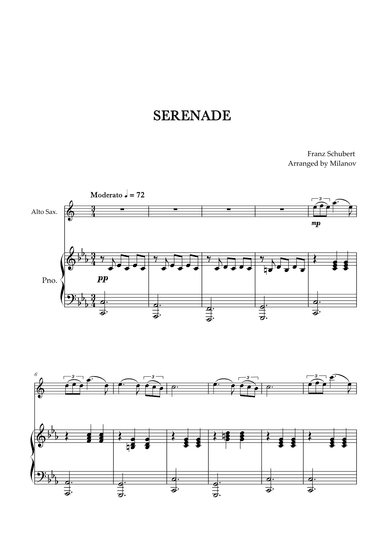 Serenade | Schubert | Alto Sax | Piano (arr. Milanov)