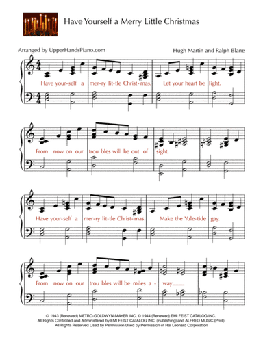 Have Yourself A Merry Little Christmas  from MEET ME IN ST. LOUIS (arr. Gaili Schoen for UpperHandsPiano.com)
