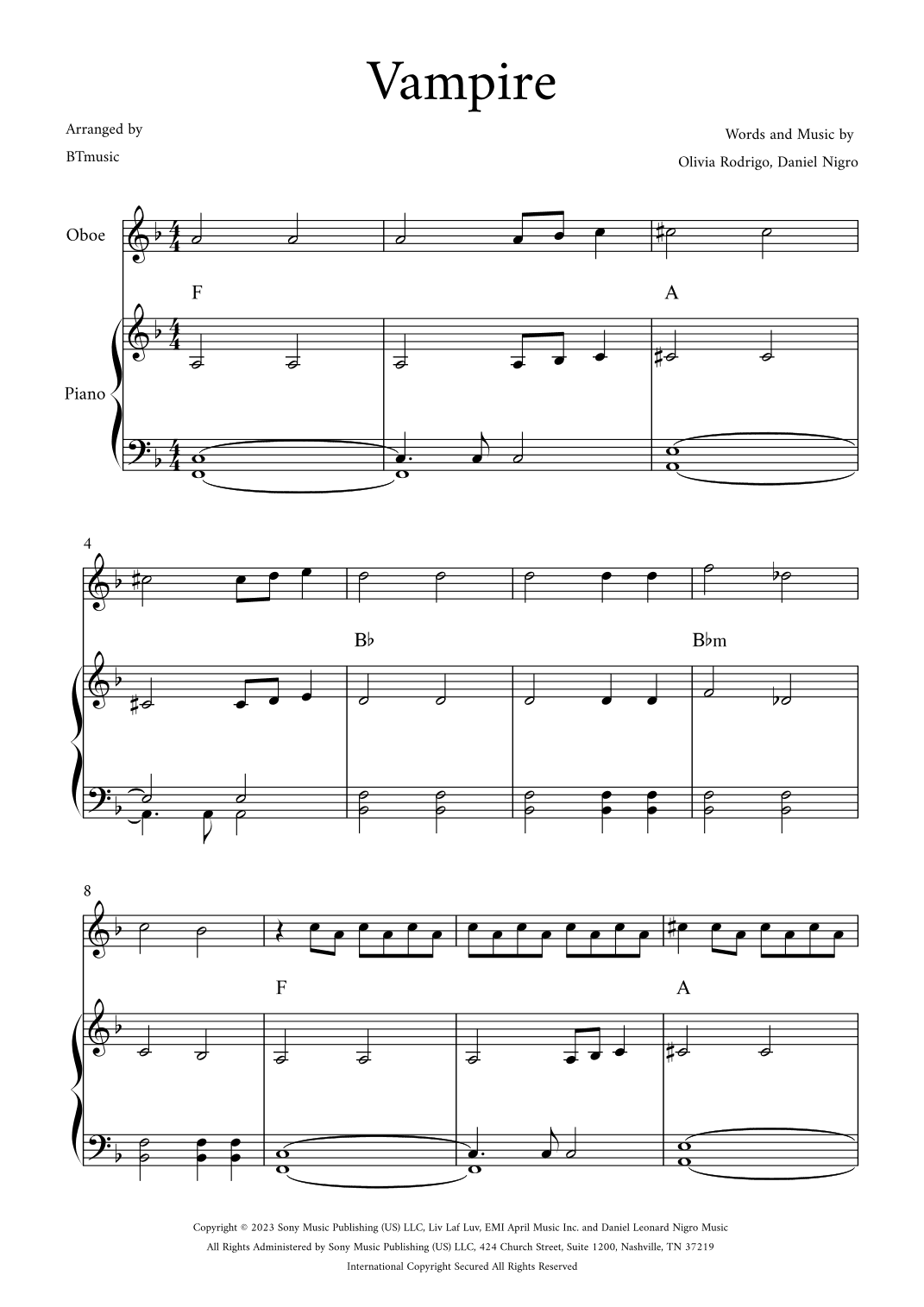 Vampire (arr. BTmusic)