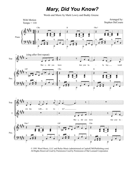 Mary, Did You Know? (arr. Stephen DeCesare)